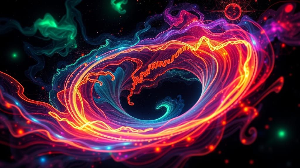 Whirlpool of Iridescent Sound Waves in High-Fantasy Matte Pa...