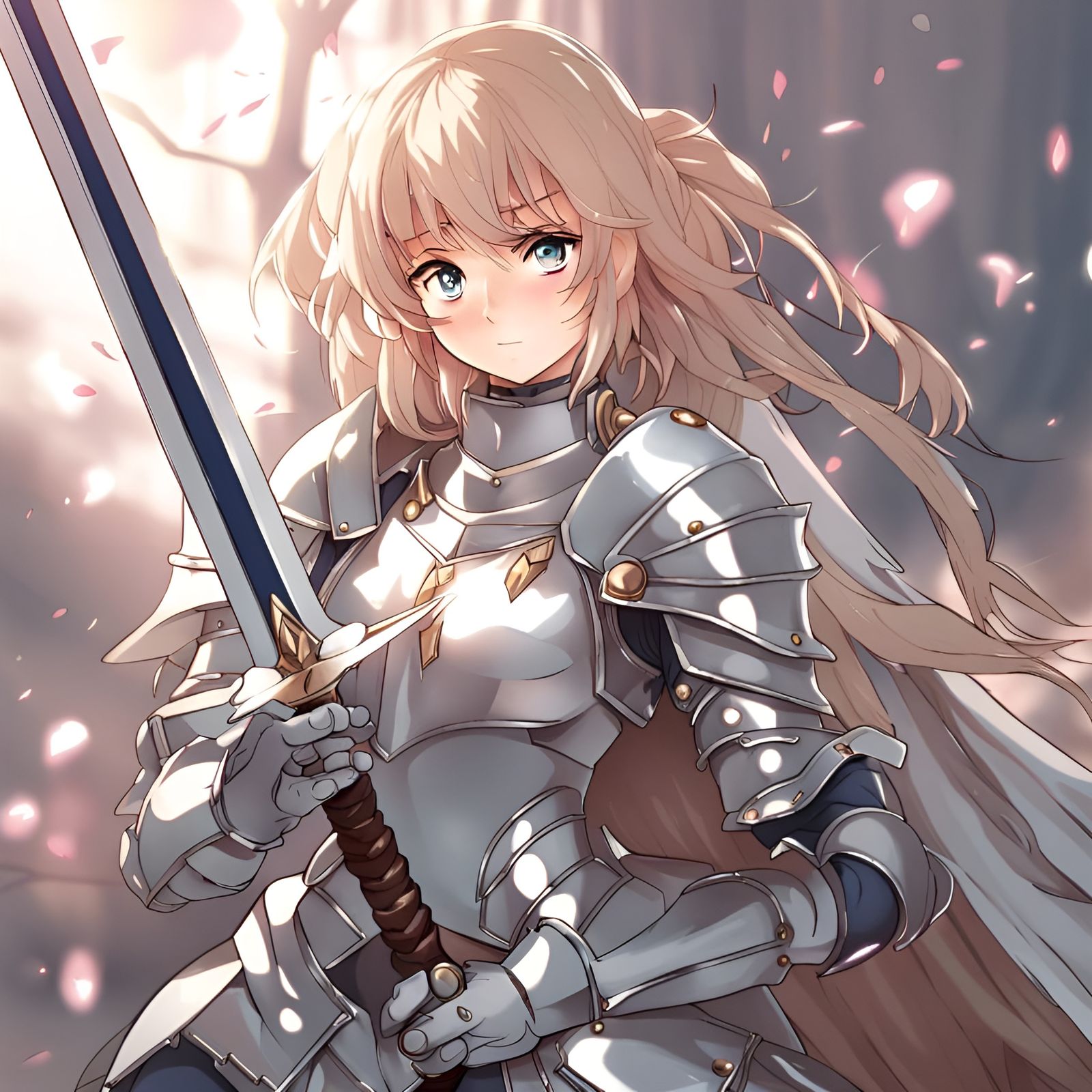 Anime Style Female Knight with Magic Sword