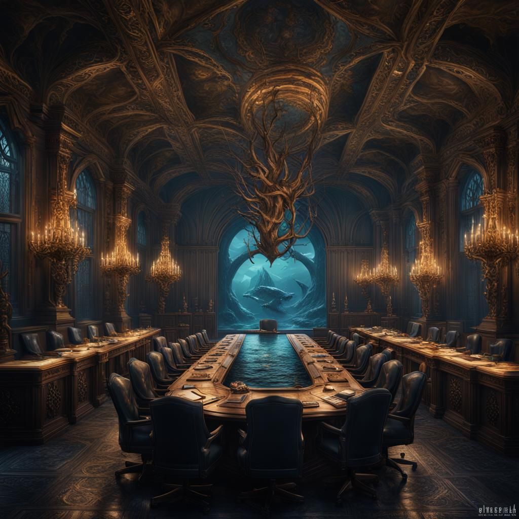 Deep One Board Meeting in Fantasy Concept Art