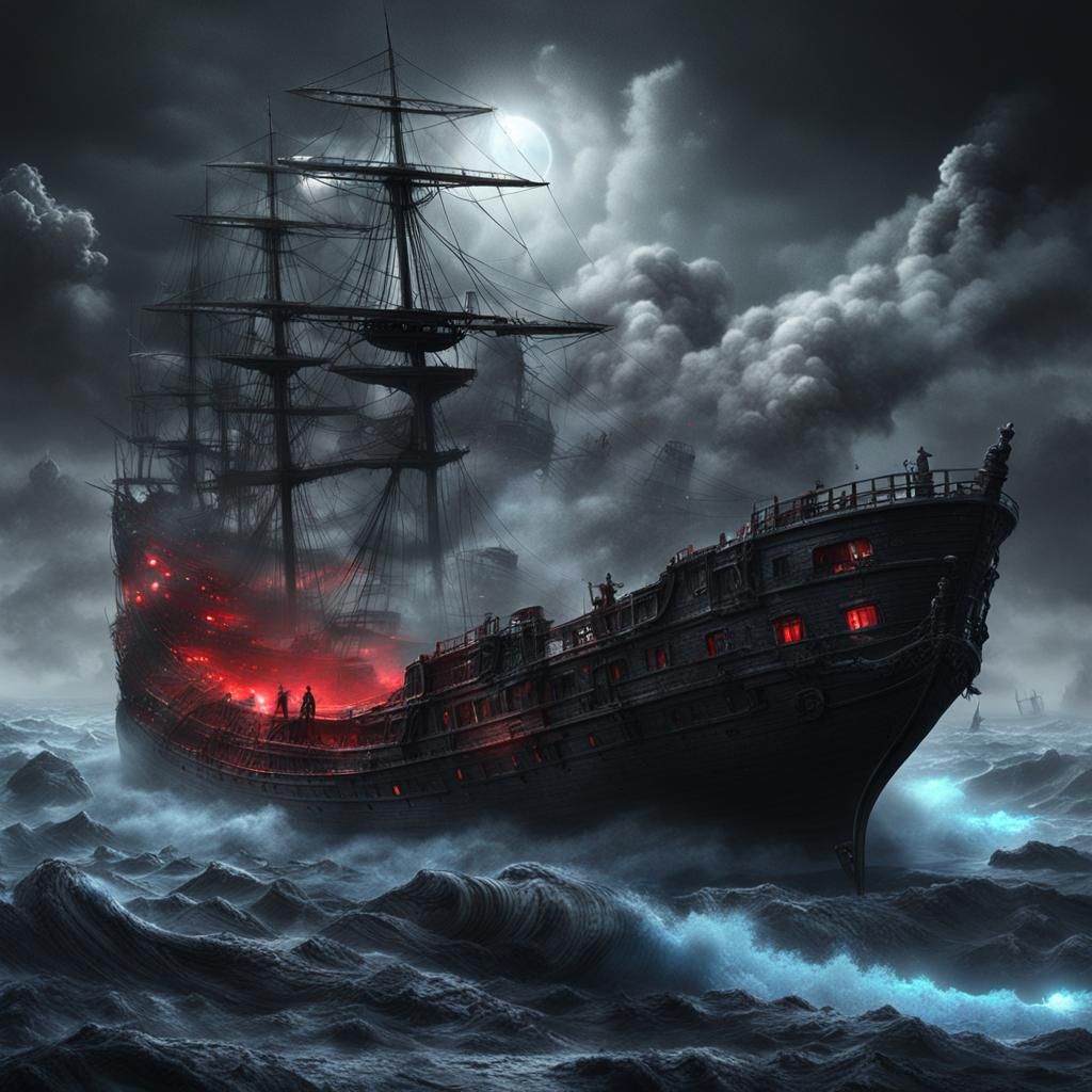 Surreal Goth Scene with Whales and Exploding Suns