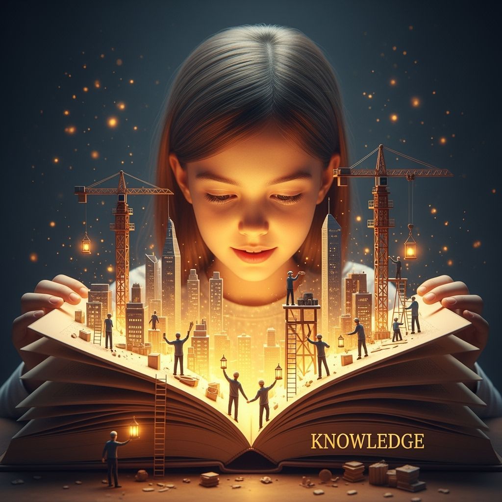 Child Opens Book Revealing Magical City of Knowledge