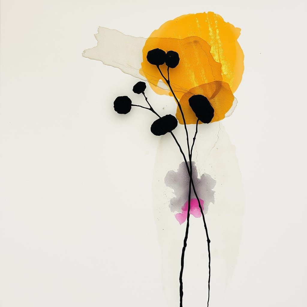 Ethereal Ink Abstraction on Weathered Parchment