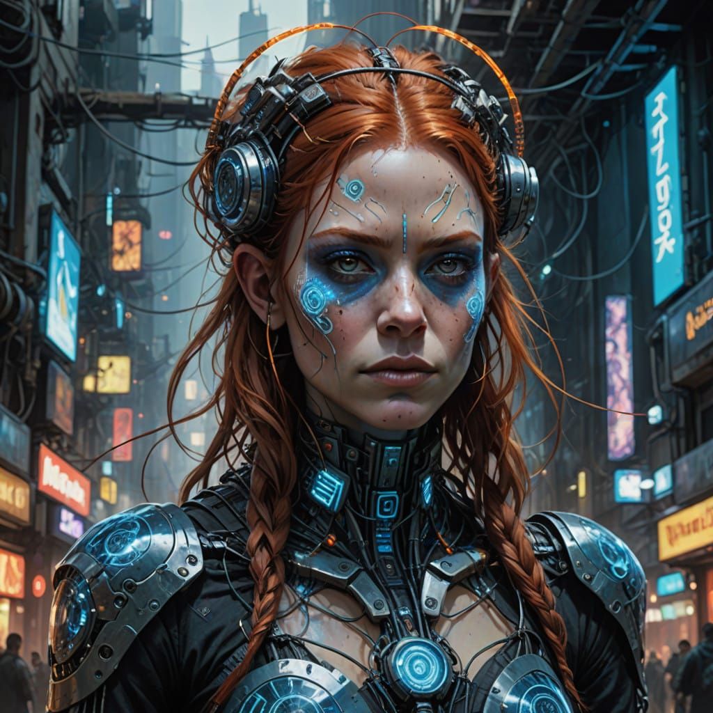 Cyberpunk Goddess Emerges in Neon Dreamscape