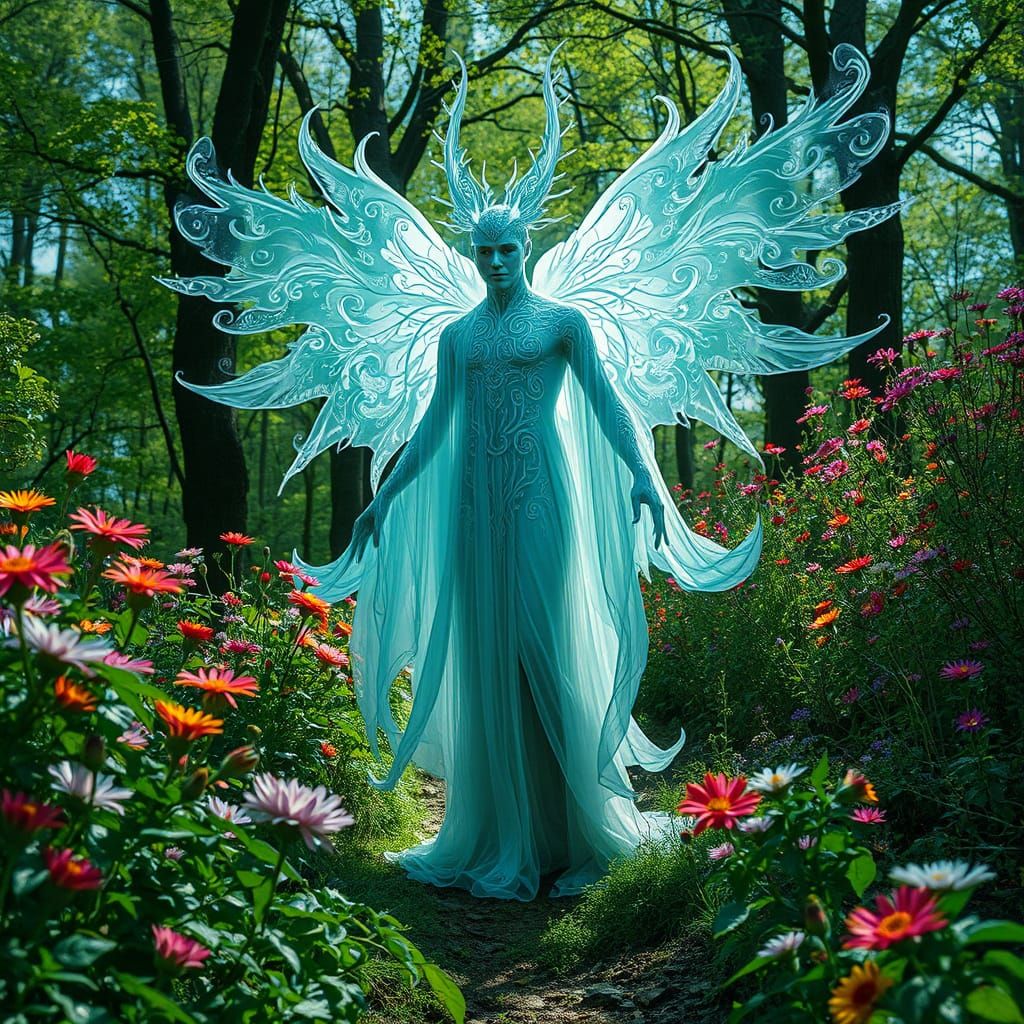 Ethereal Air Spirit in Vibrant Spring Forest