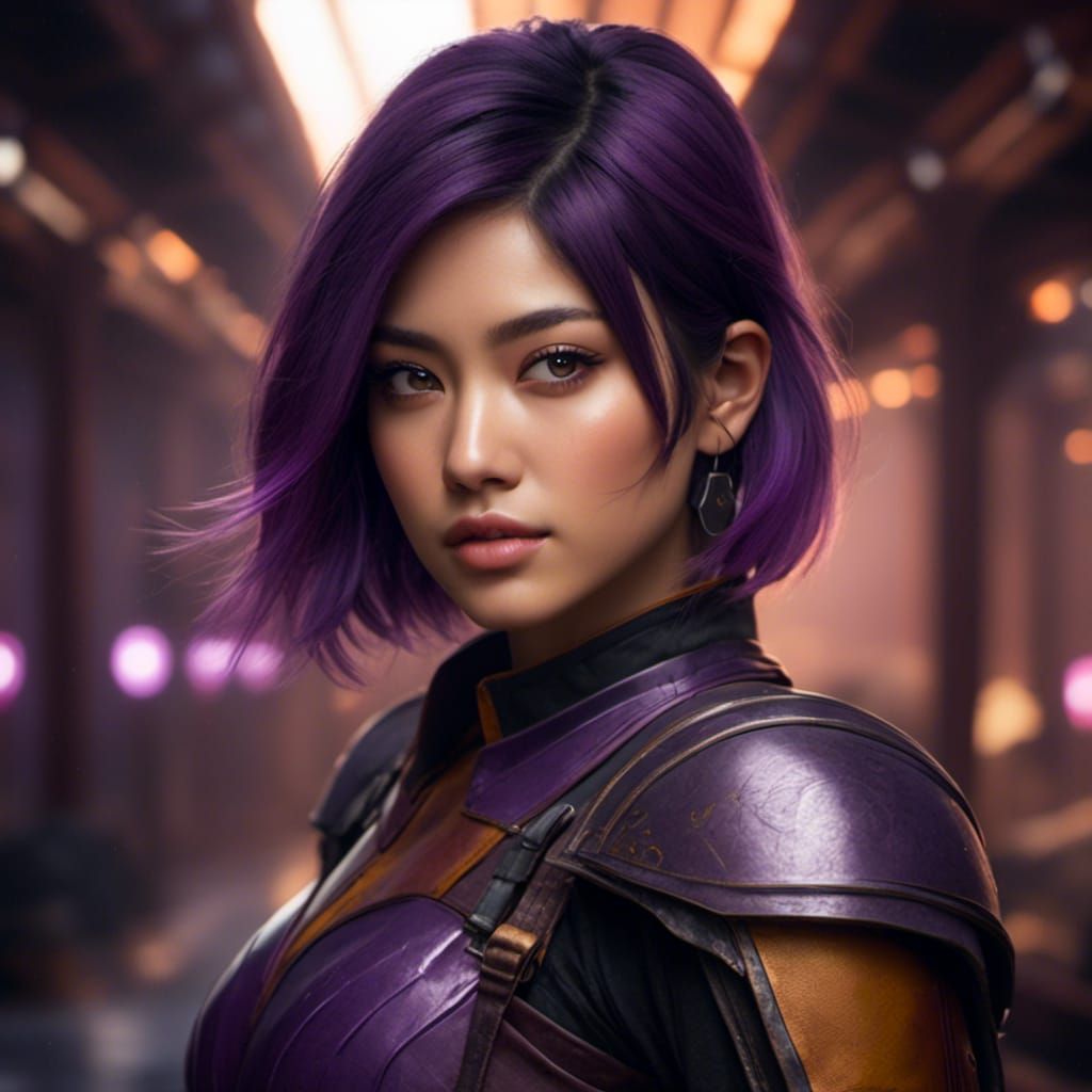 Sabine Wren Photorealistic Portrait with Purple Hair