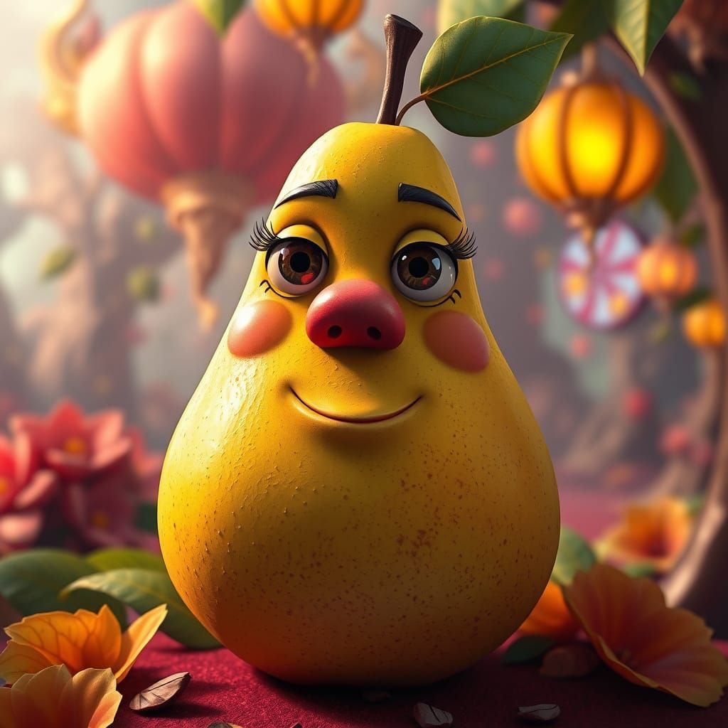 Vibrant Pear Goddess in a Fantastical Unreal Engine 5 Enviro...