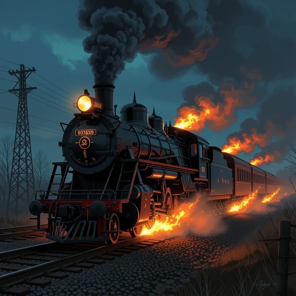 Gothic Locomotive Blazes Down Ominous Tracks