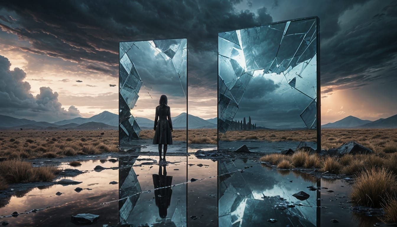 Shattered Reflections in a Stormy Landscape