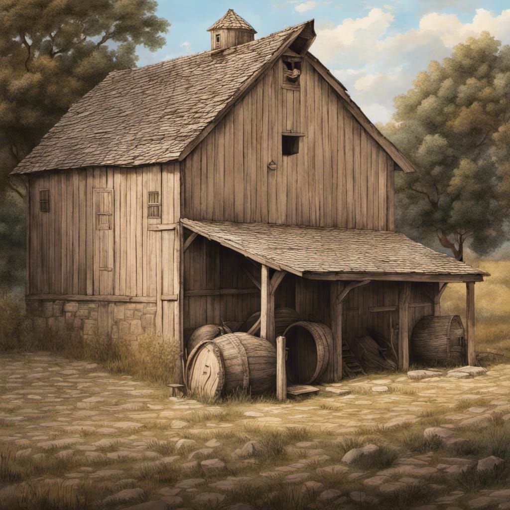 Classical American Granary: Detailed Exterior View