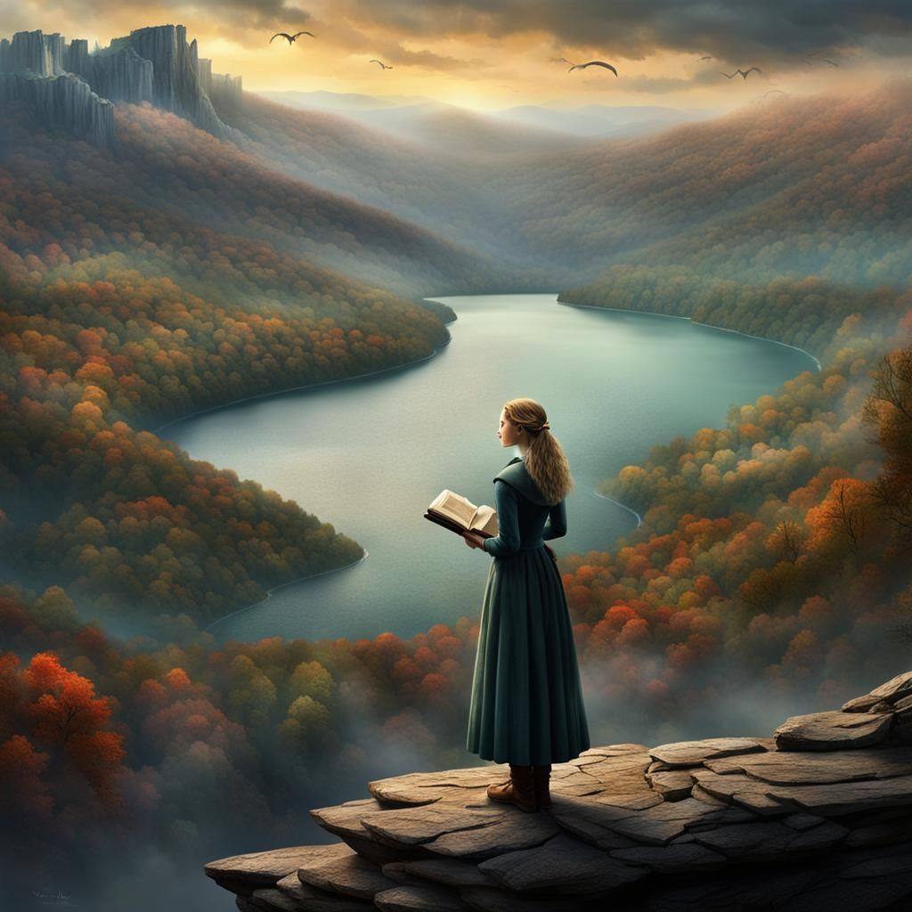 Arkansas Woman Overlooking Lake: Fantasy Concept Art