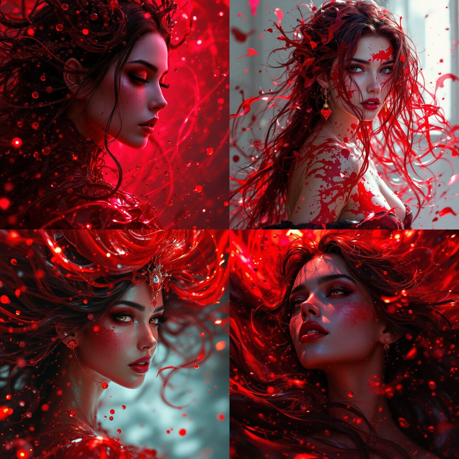 Detailed Portrait of a Crimson Goddess
