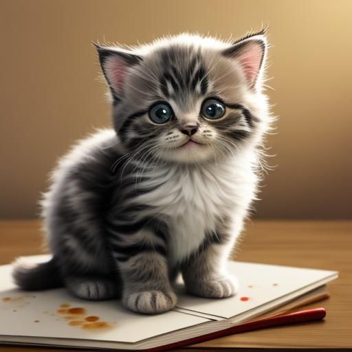 Delicate Kitten Watercolour Painting