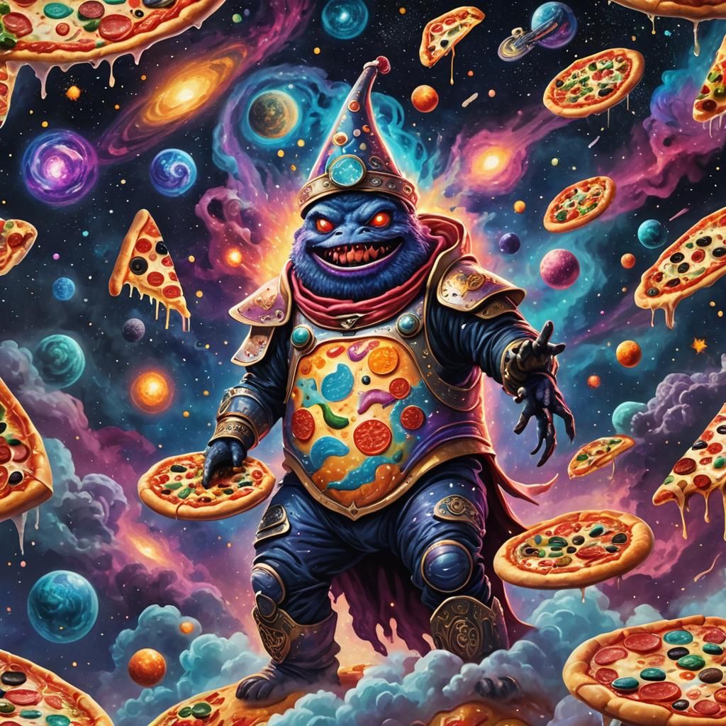 Cosmic Pizza Monster in Astral Illustration