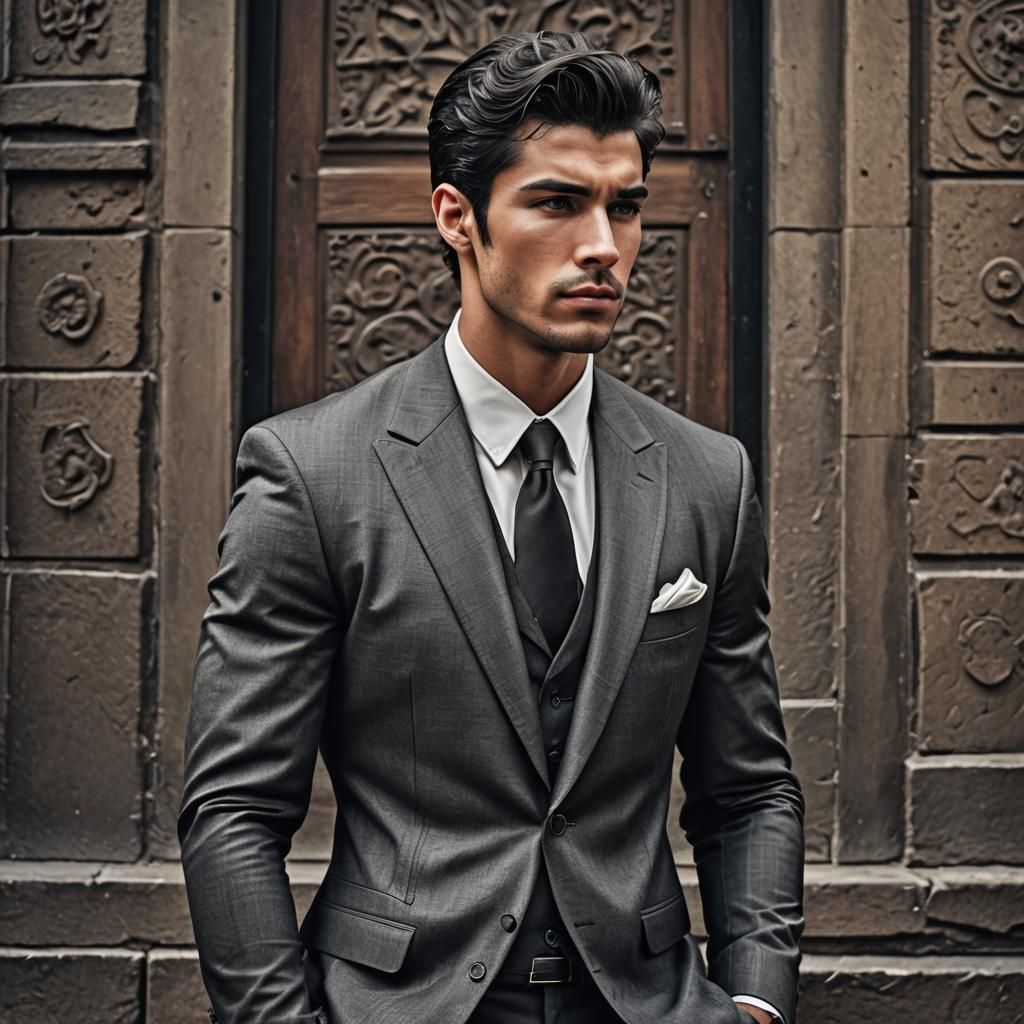 Elegantly Dressed Young Man in a Moody Atmosphere