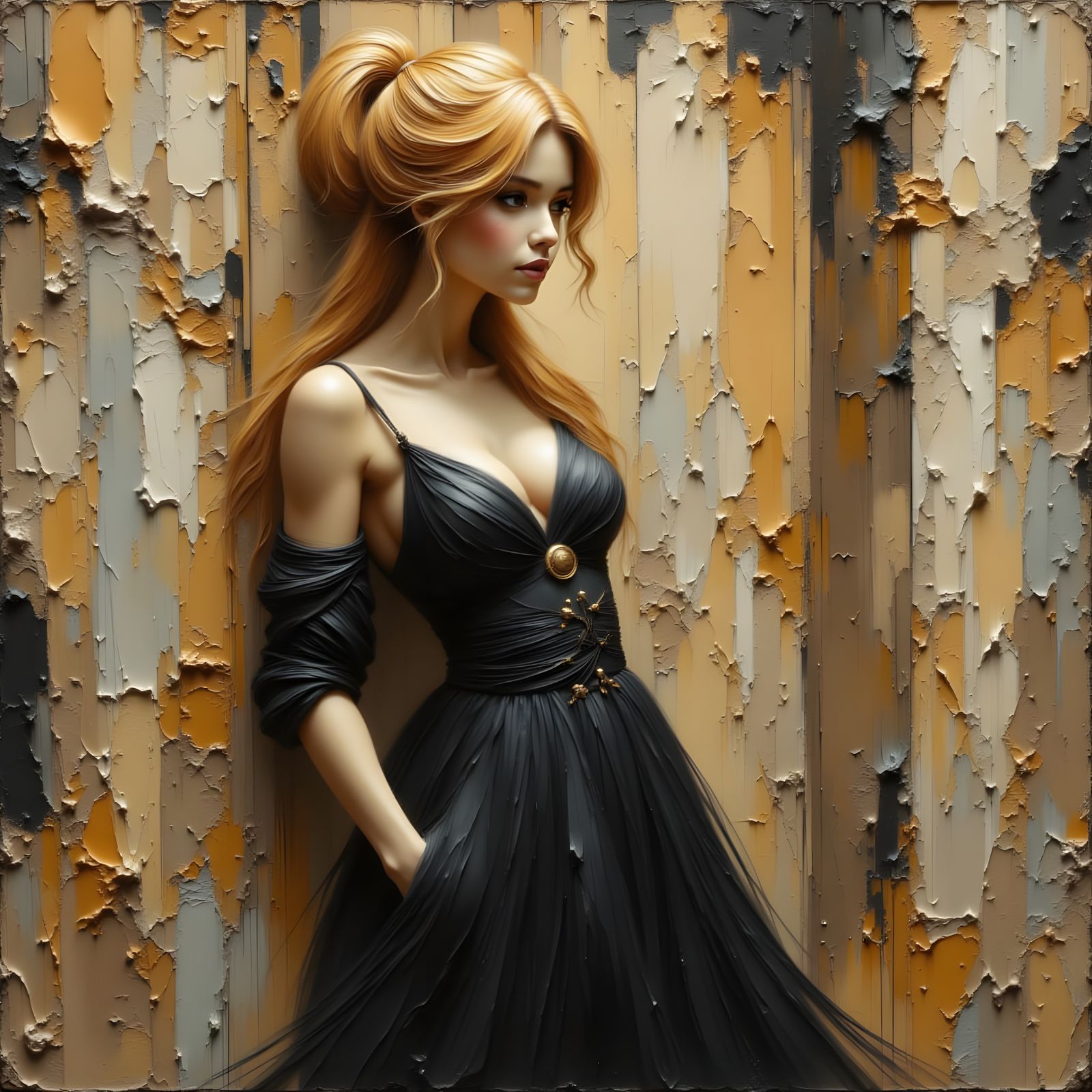 Norse Goddess Vár in Black and Gold