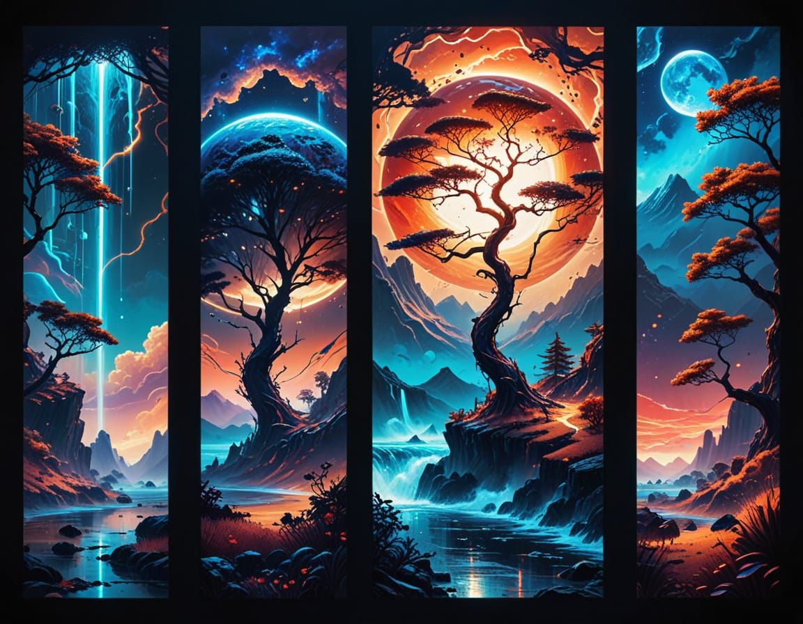 Cyberpunk Digital Art Splash in Vibrant Colors