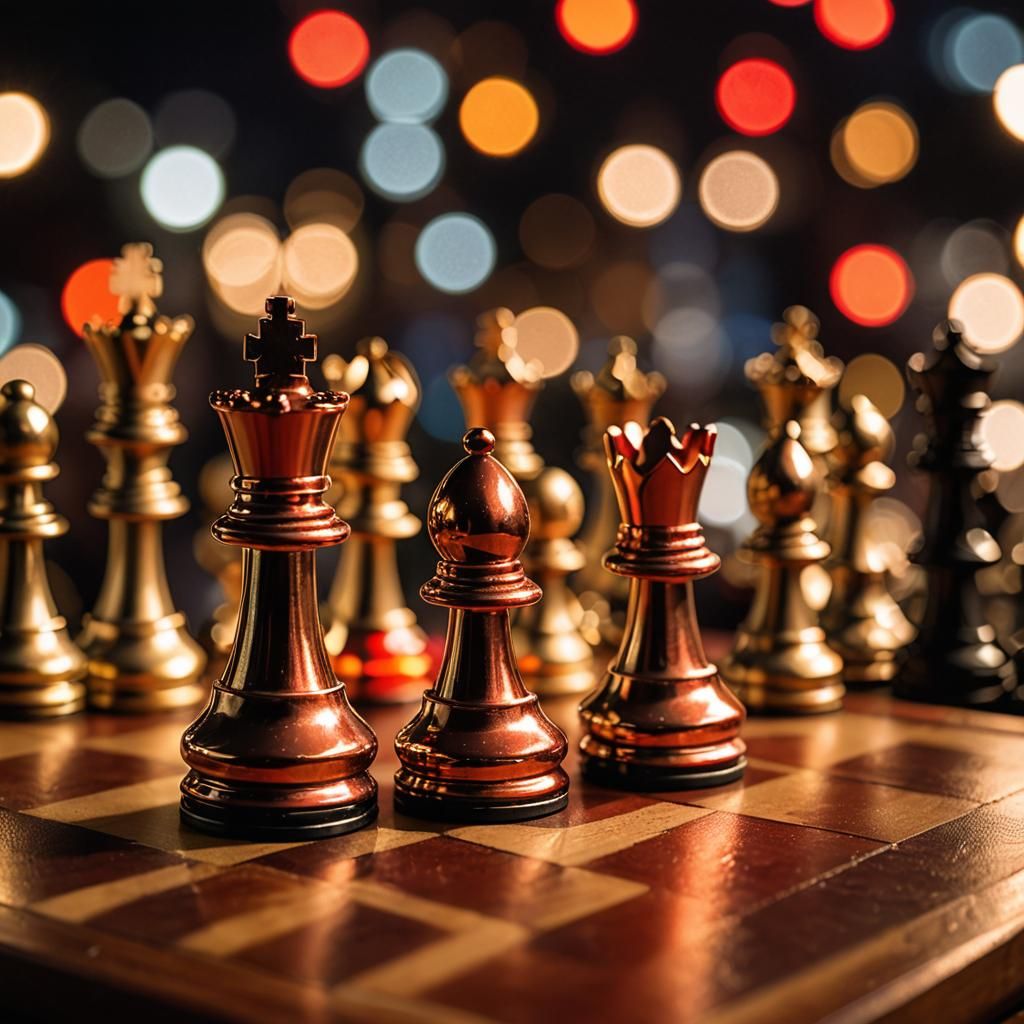 Chess King and Queen in Dramatic Lighting