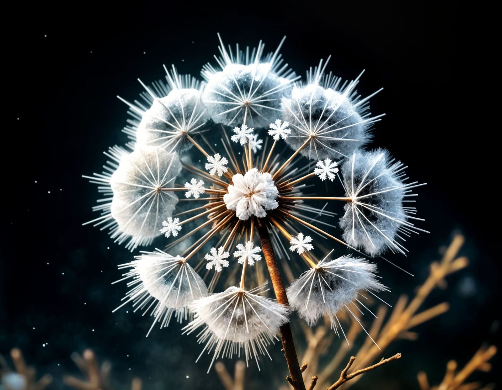 Ukiyo-e Snowflakes in Dystopian Maximalist Style