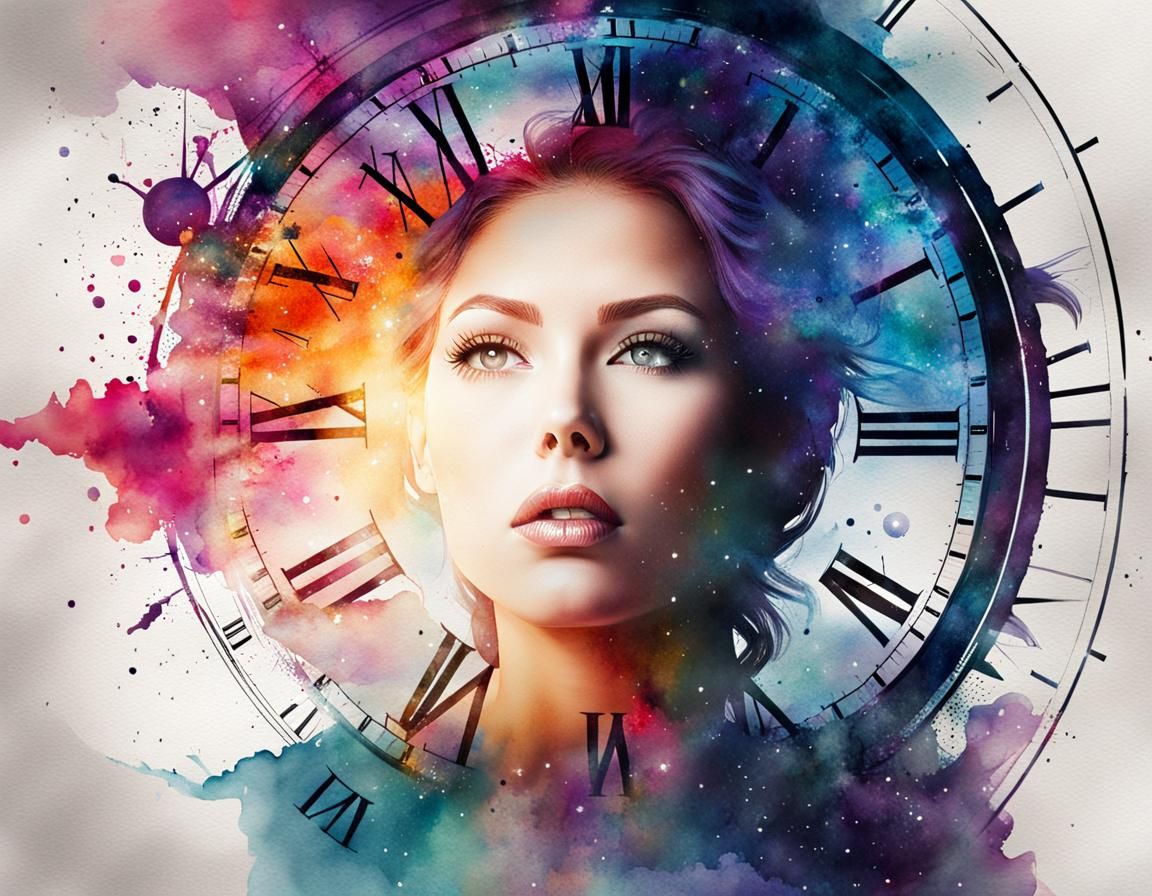 Surreal Double Exposure: Woman, Space, and Time