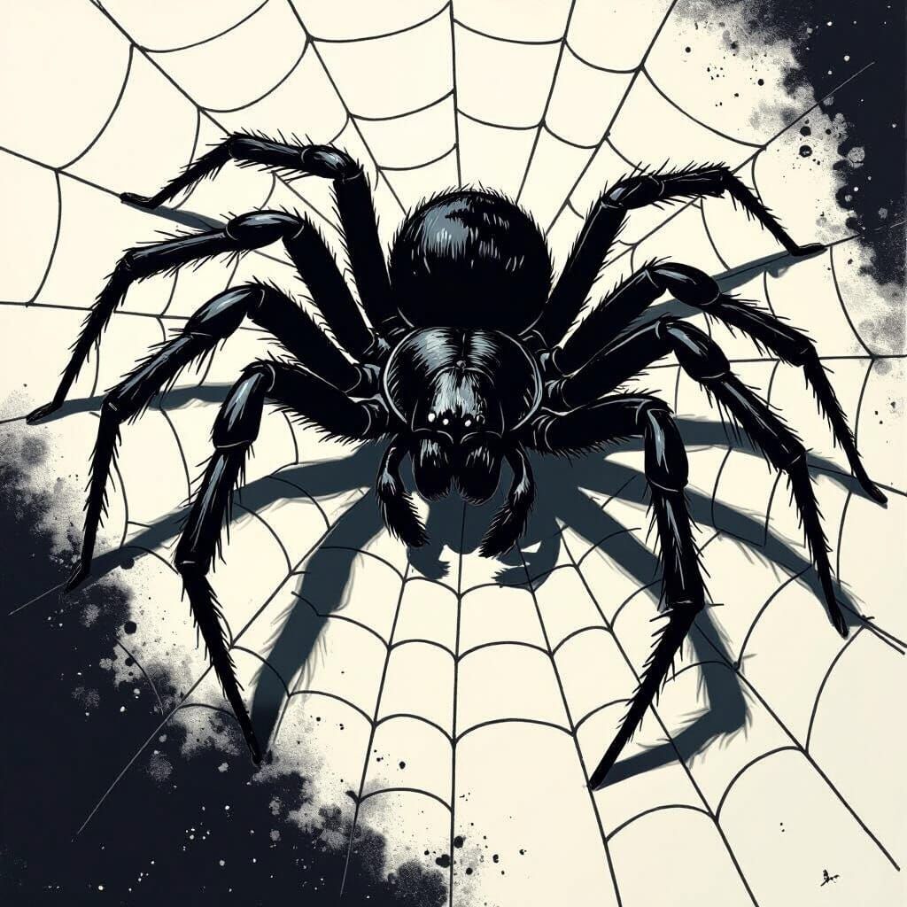 Gothic Graphic Novel Cover with Black Widow Spider