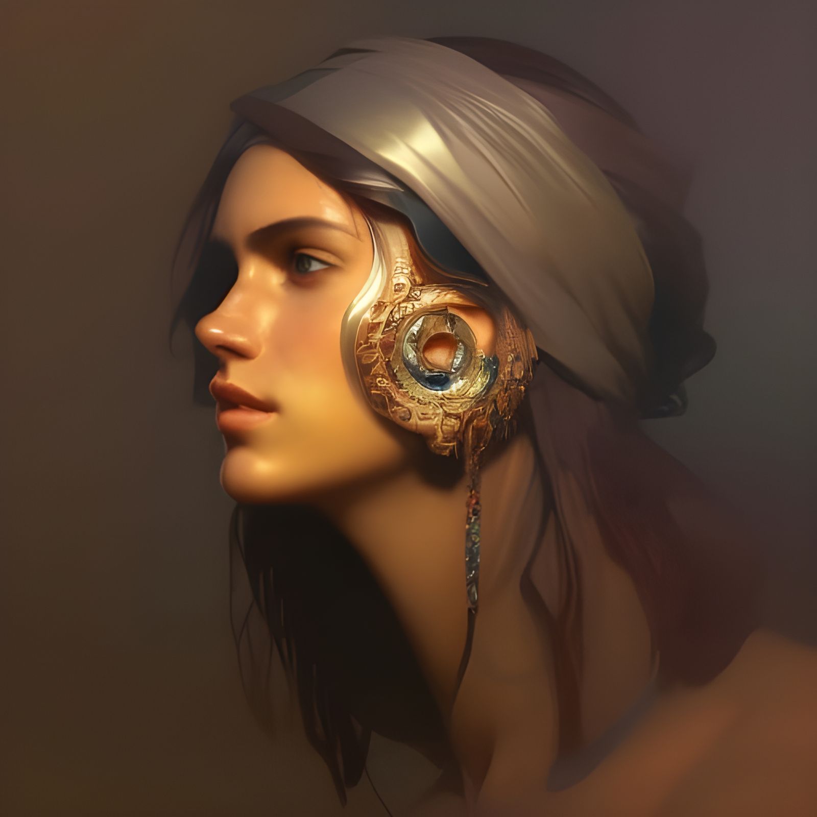 Detailed Gypsy Woman Portrait in Art Nouveau Style