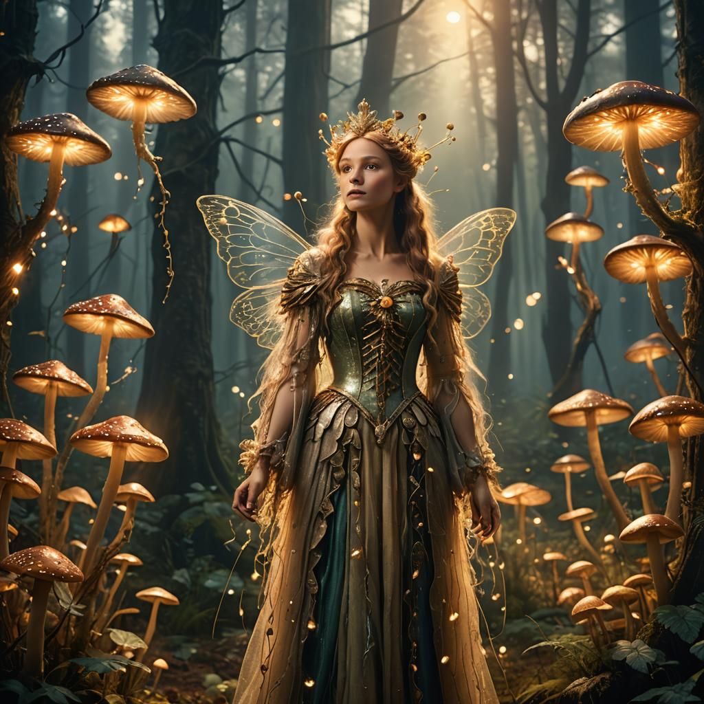Fairy Queen in Enchanted Forest, Cinematic Still