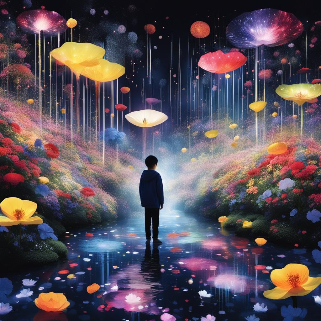 Luminous Cascades: A Digital Art Spectacle