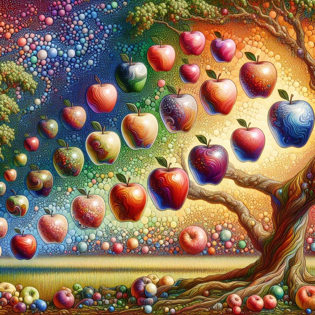 Ethereal Apple Tree Blooms with Art Deco, Impressionist, and...