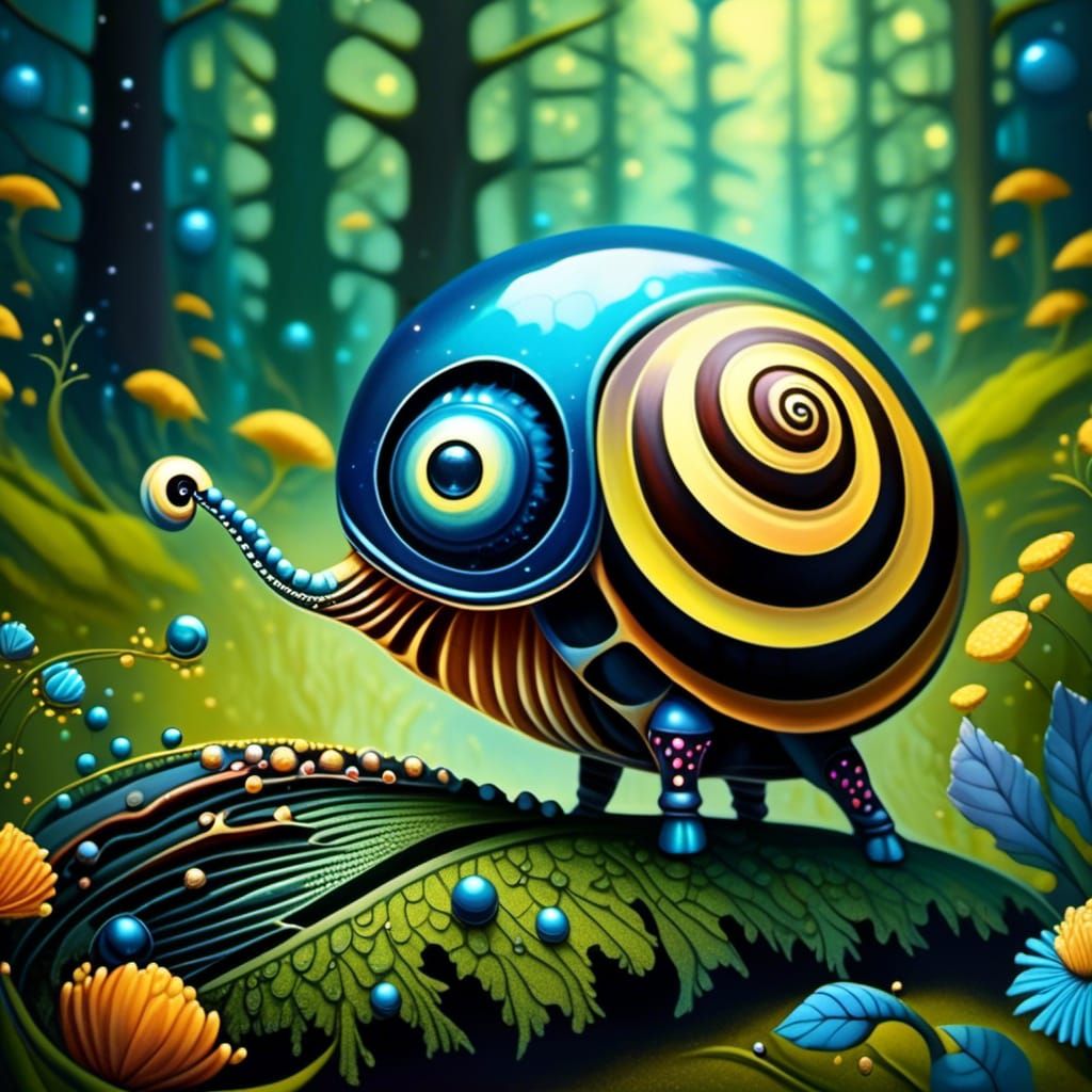 Enchanted Forest Inside Surreal Snail Shell