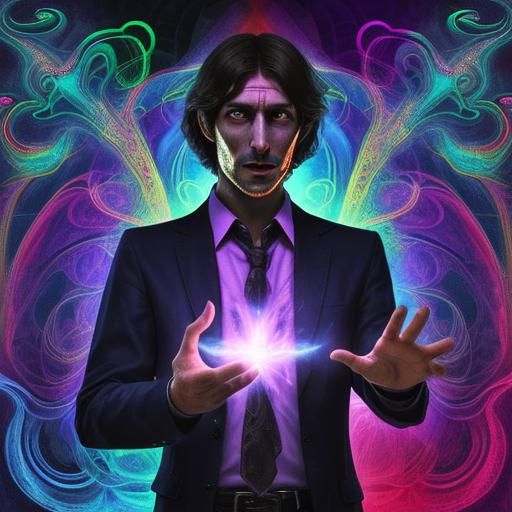 Psychedelic The man is negotiating with a supernatural entit...
