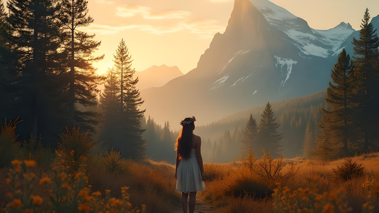 Dreamy Forest Landscape with Northern Lights