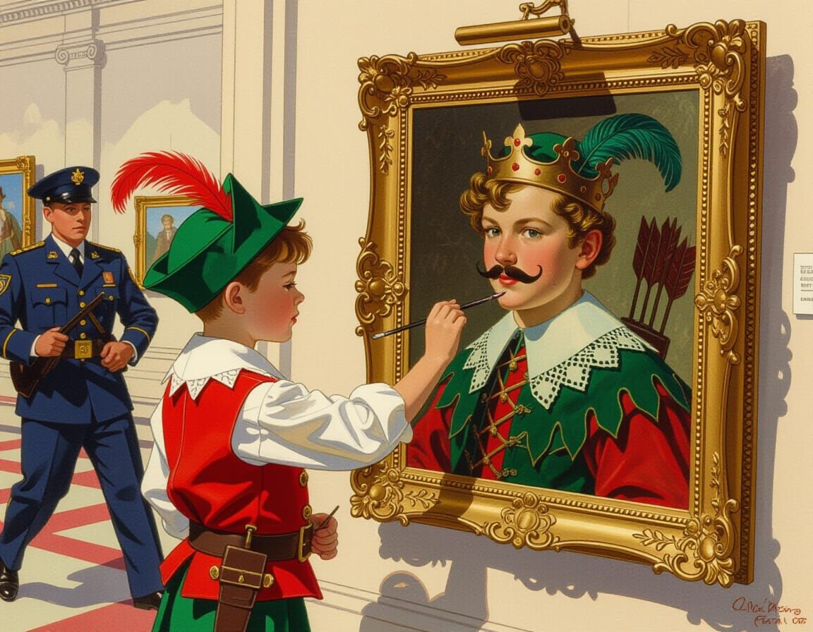 Robin Hood Prank: Museum Mischief in Leyendecker Style