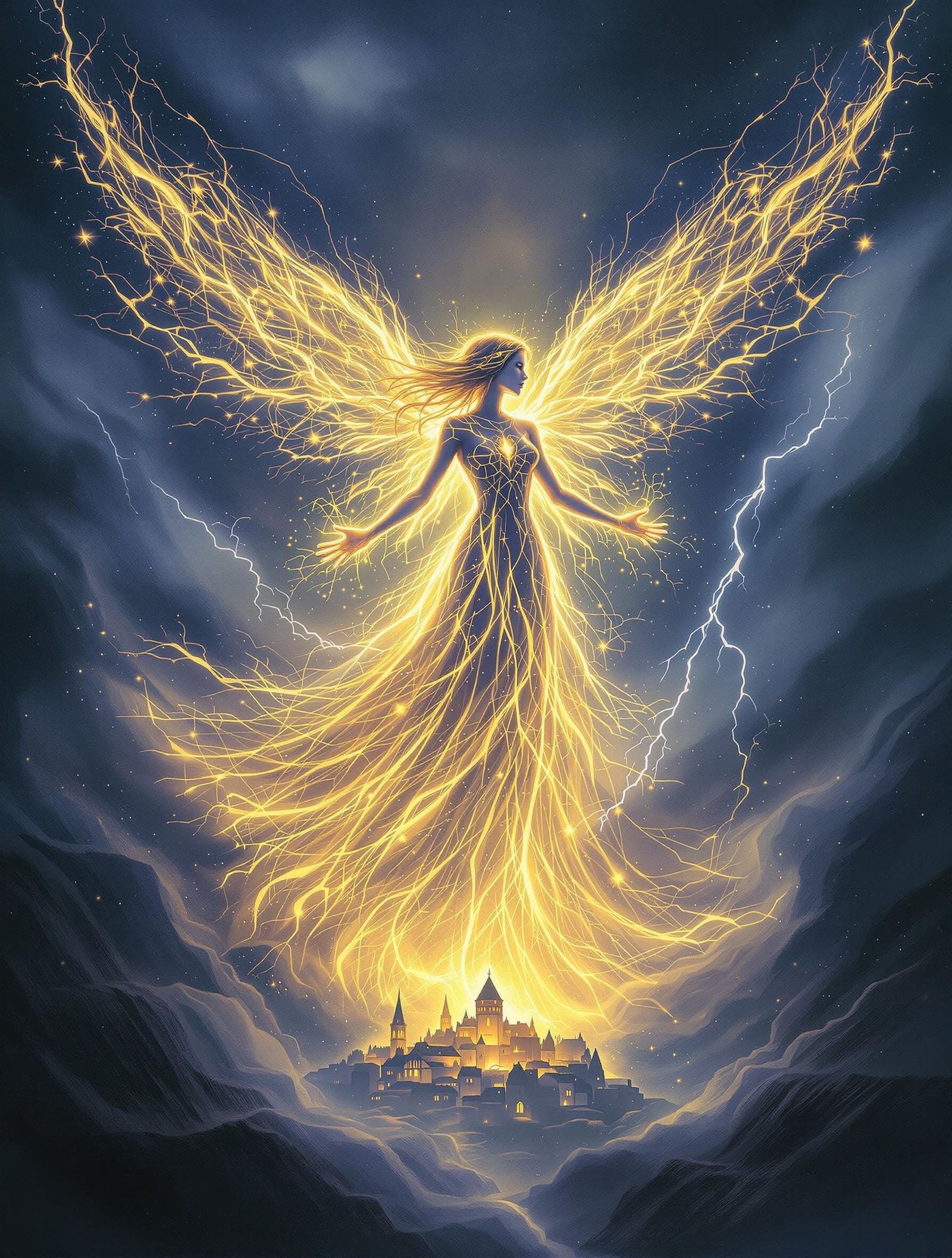 Fairy Goddess Commands the Storm in Chiaroscuro-Inspired Mas...