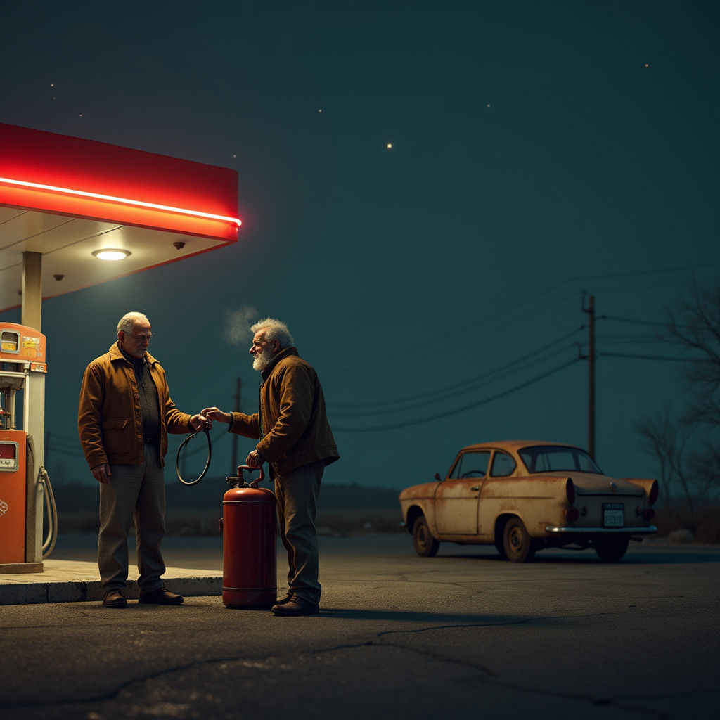 Kindness at a Rural Gas Station: Digital Art