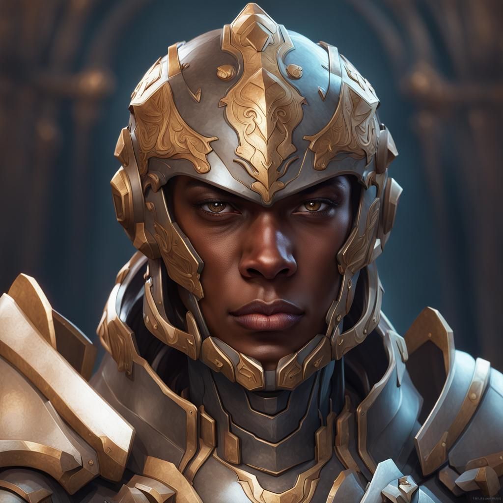 Warforged Paladin Portrait in Hyperdetailed Digital Art