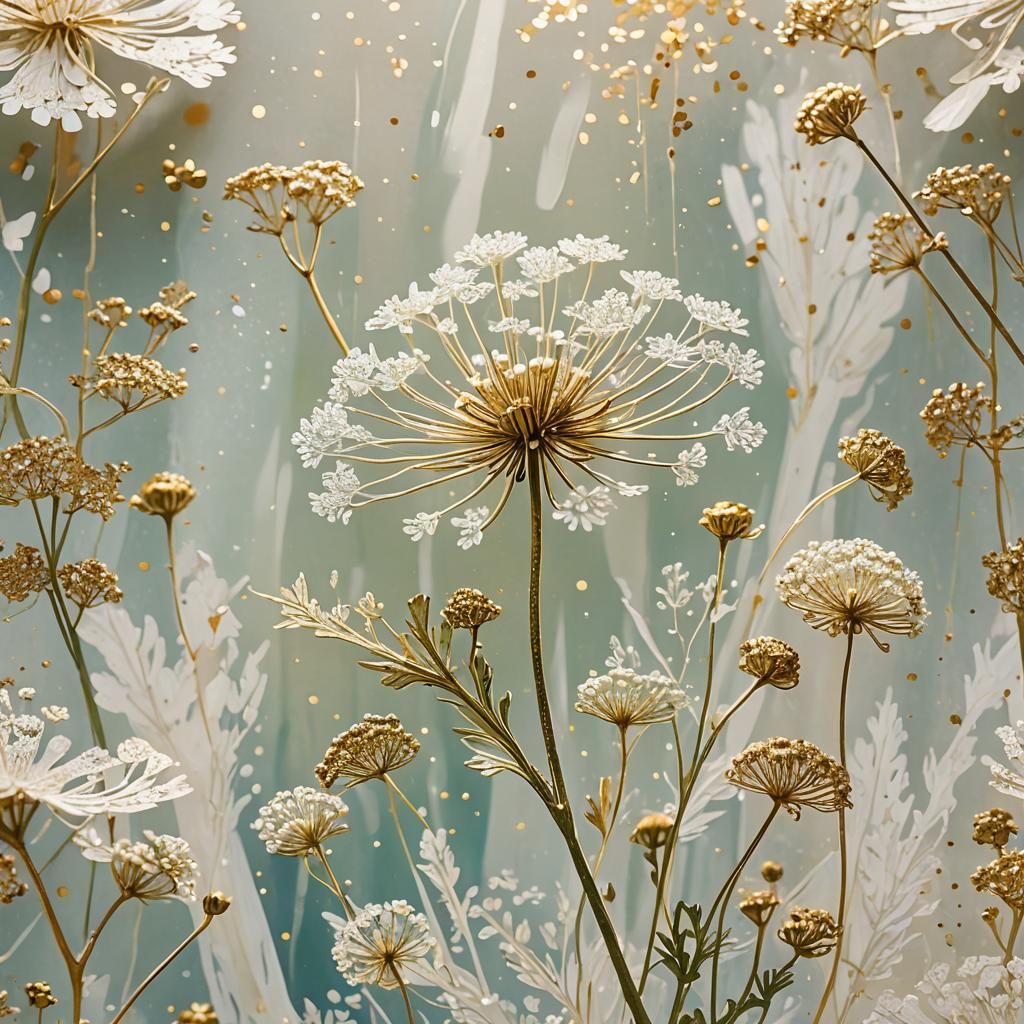 Queen Anne's Lace with Gold Glitter in Pastel