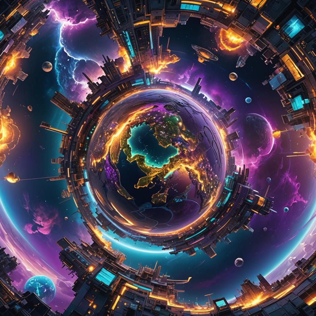 Futuristic Earth from Space: Sci-Fi Digital Painting