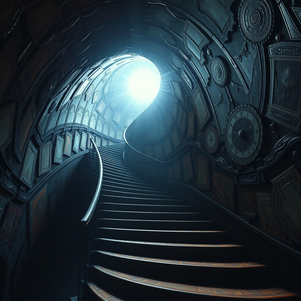 Surreal Staircase Ascending into Divine Light