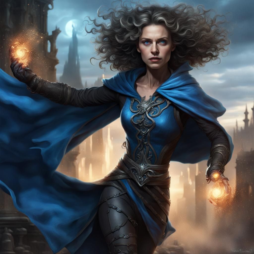 Stressed Woman Mage in Dark Fantasy Art