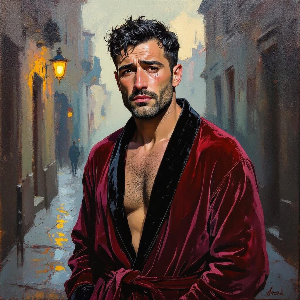 Impressionist Portrait of Man in Despair