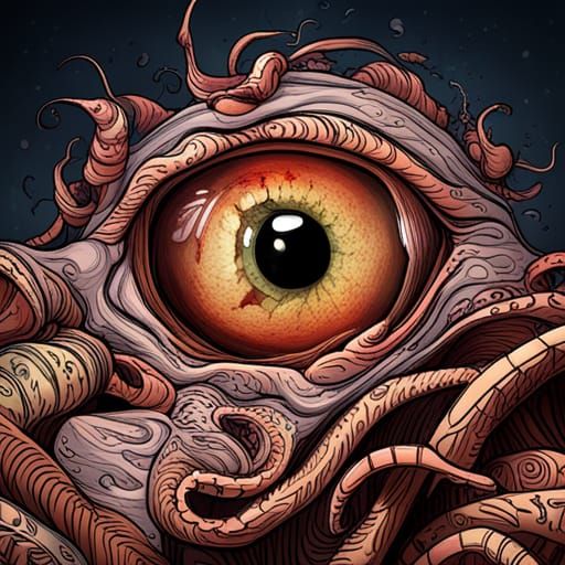 Detailed Gothic Horror Eyeball, Maximalist Concept Art