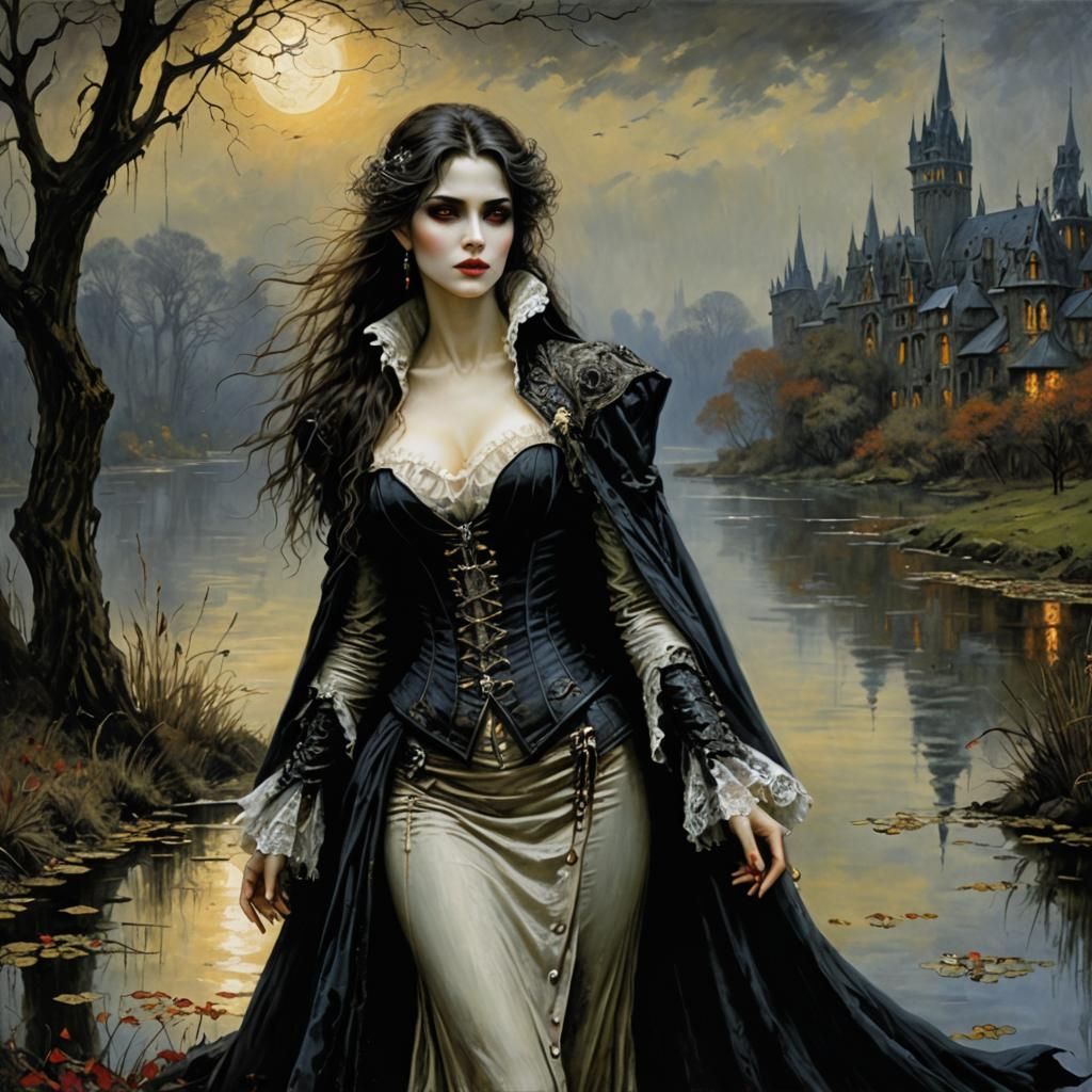 Vampire Portrait in Impressionist Style