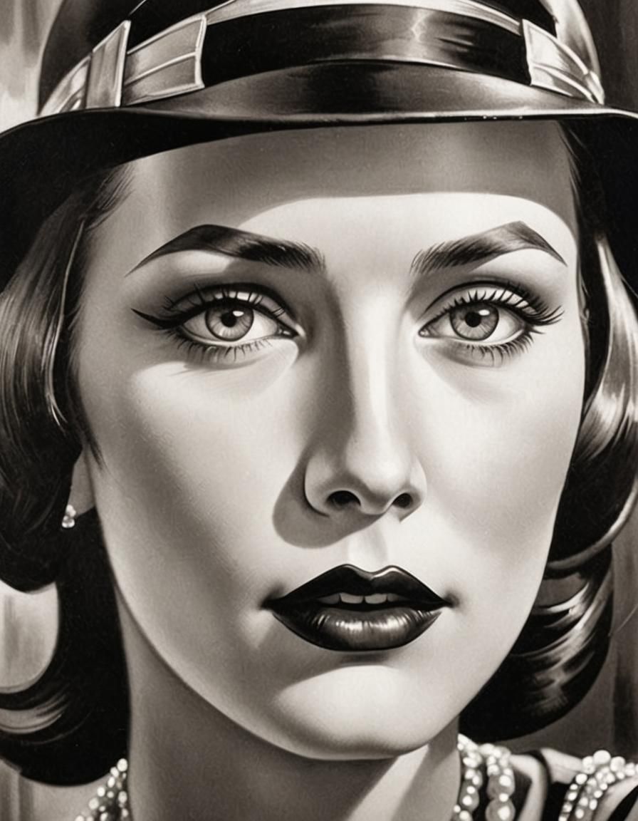 Glamorous 1920s Flapper Portrait in Art Deco Style