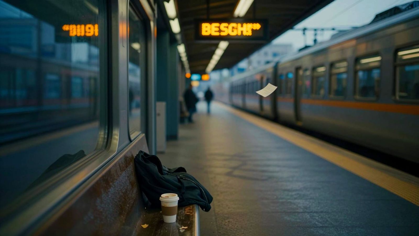 Empty Train Platform After Departure, Digital Sign Counting ...