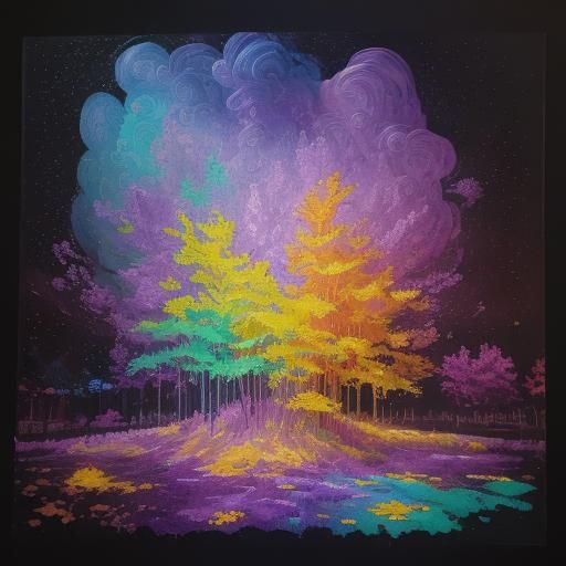 Rainbow Lit Scroll in Neo-Impressionist Graffiti Style