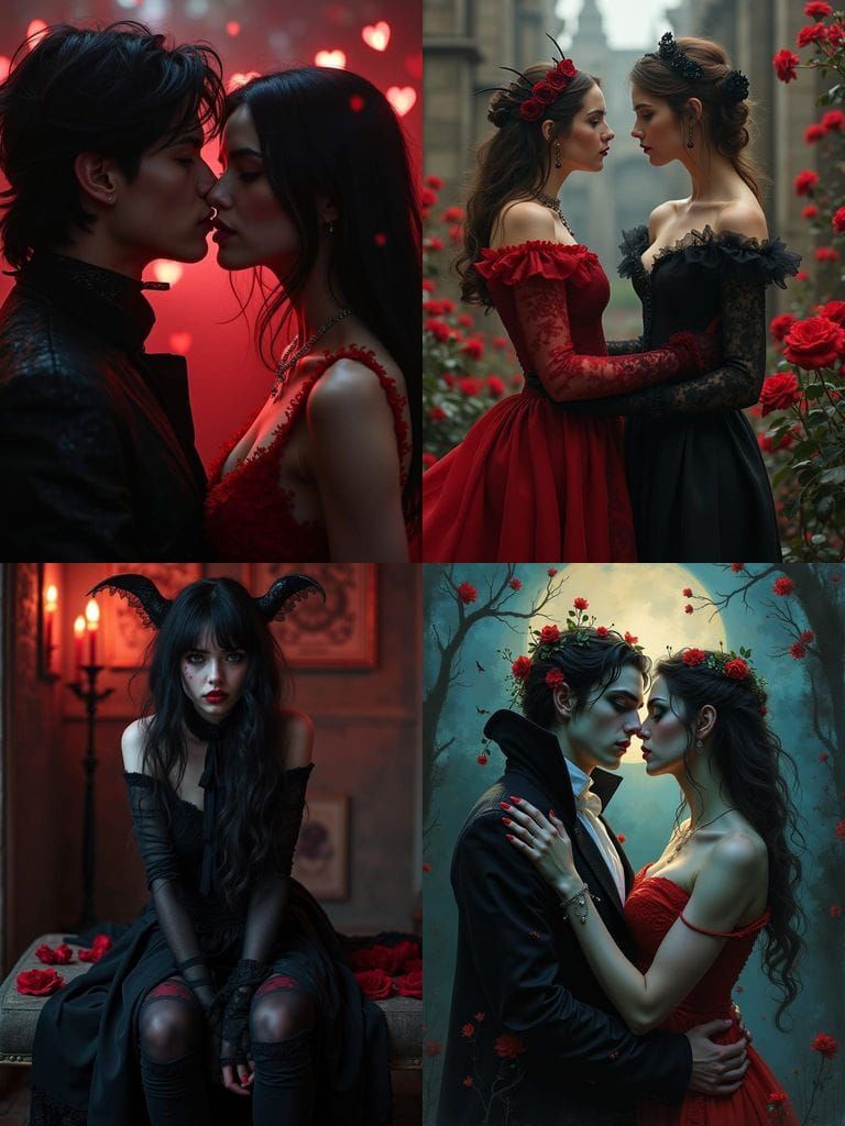 Romantic Vampire Couple Celebrate Valentine's Day in Dark Lo...