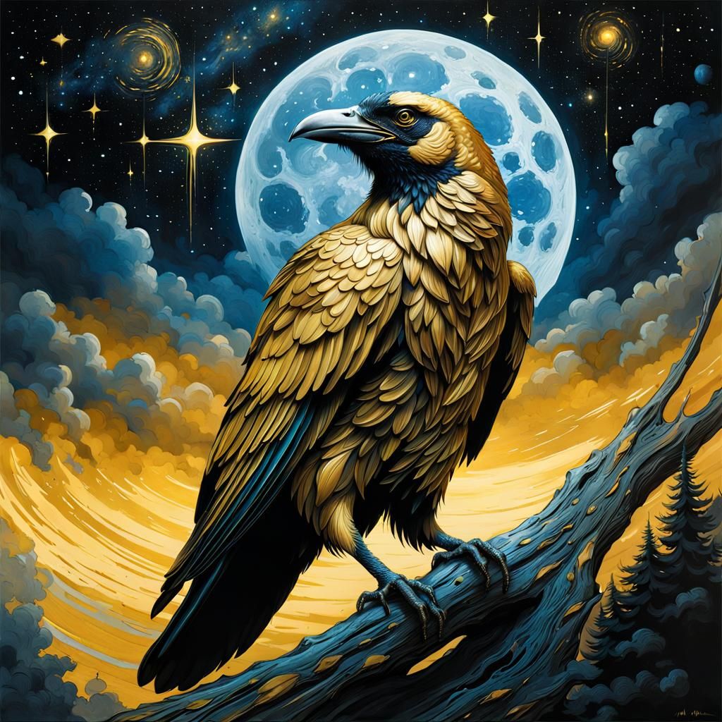 Silver Moon Golden Raven