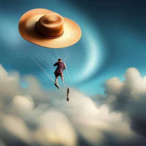 Straw Hat Soaring Through Clouds: Digital Matte Painting