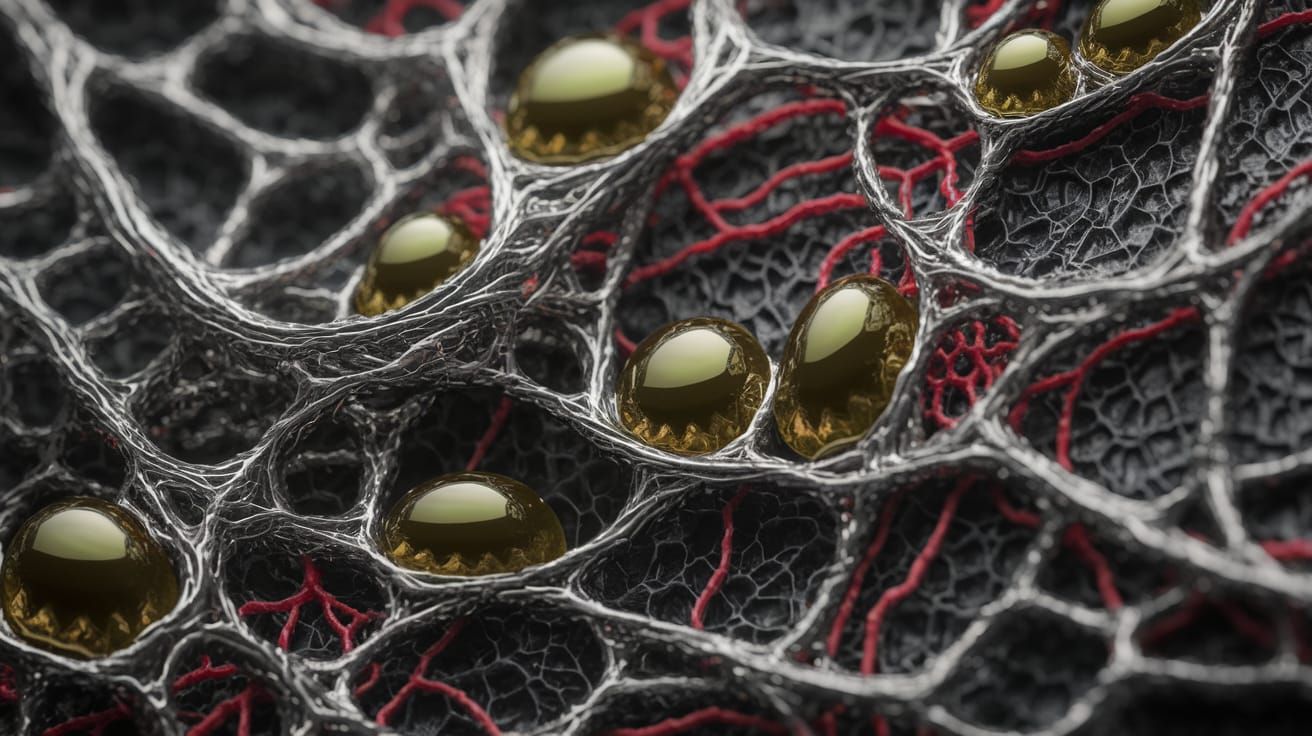 Glossy, Web-like Alien Structure in Metallic Textures