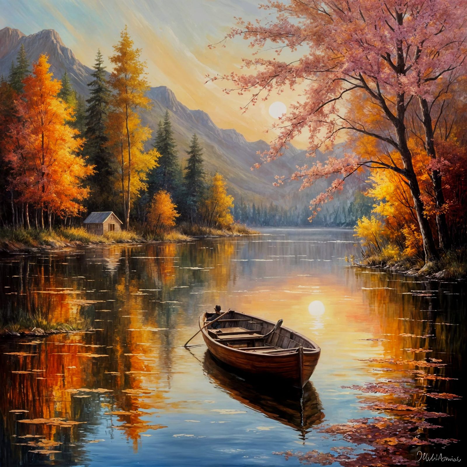 A sunset by the tranquil lake 3 🌄